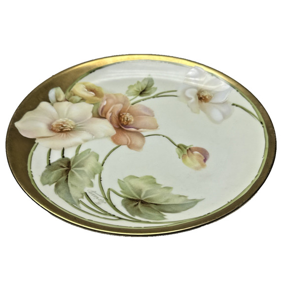 Old RS Prussia Germany Hand Painted Cabinet Plate Gold Floral Signed - Picture 11 of 15